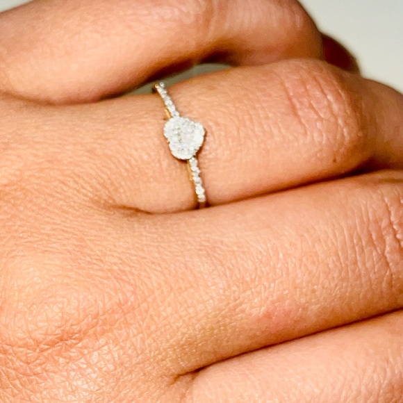 10K YELLOW GOLD REAL DIAMOND SLENDER HEART RING NOT PLATED NOT CZ FREE APPRAISAL - Picture 8 of 9